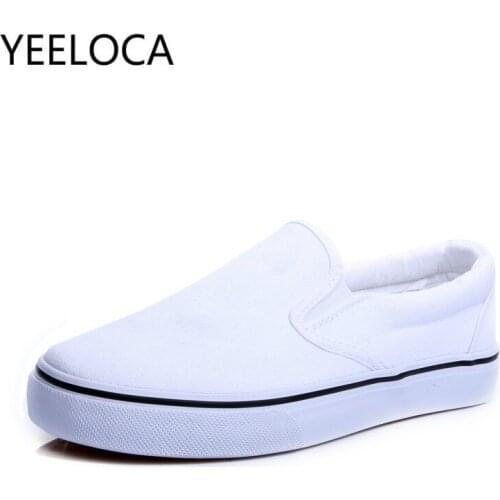 YEELOCA White Couple Canvas Shoes Lazy Shoes Student Cloth Shoes Womens Flats White Sneakers Women