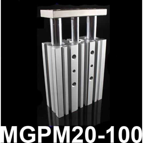 MGPM20-100 Bore 20mm Stroke 100mm Compact Guide Air Cylinder Double acting MGP PNEUMATIC Three rod SLIDE TABLE CYLINDER ACTUATOR
