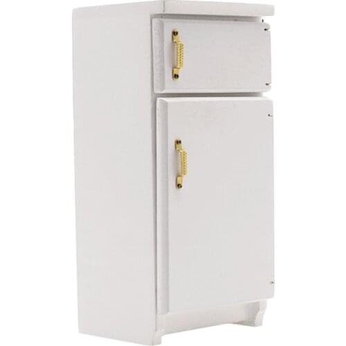 1:12 Dollhouse Miniature Accessories Refrigerator, High Simulation Kitchen Prop Delicate Model Dollhouse Decor(White)