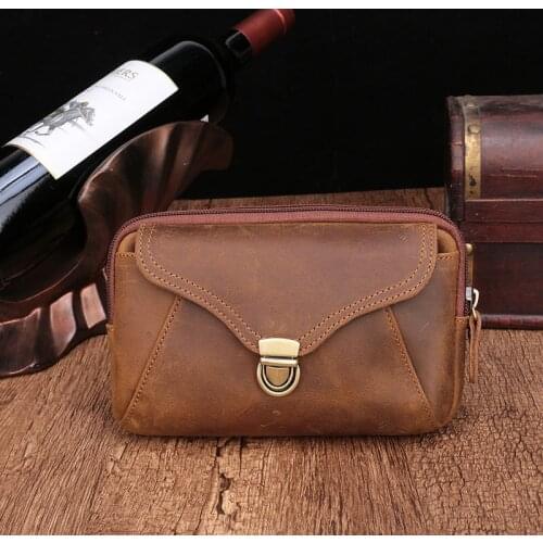 Fashion Bum Bag Waist Pack Men Women Leather Waist Pack on Belt Pouch Genuine Leather Outdoor Phone Pouch Cigarette Tissue