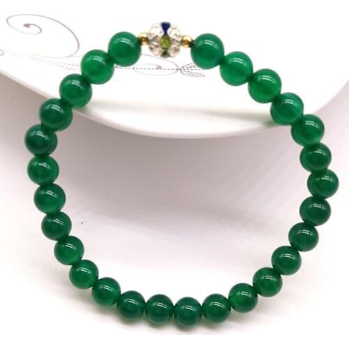 Fashion Bracelets For Women Girls Elastic Rope Strand Beaded Bracelet Bangles Green Natural Stone Jewelry Gifts Party Wedding
