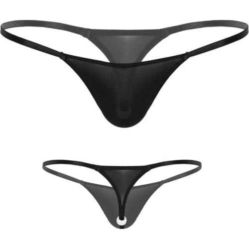 Sissy Mens Sexy Lingerie Ice Silk G-string See Through Sheer Underpants Low Rise Pearl G-string Thong Briefs Gay Underwear