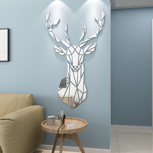 WS203 Elk mirror stickers rental artifact rental room layout dining room bedroom decoration simple wall sticker