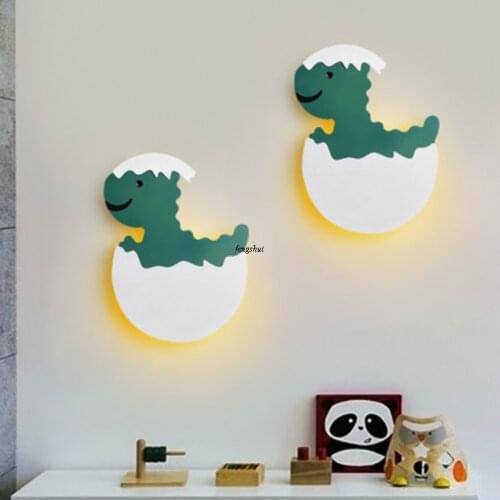 Nordic LED Cartoon Dinosaur Child Bedroom Wall Lights Creative Personality Warm Bedside Lamp Restaurant Cafe Decor Light Fixture