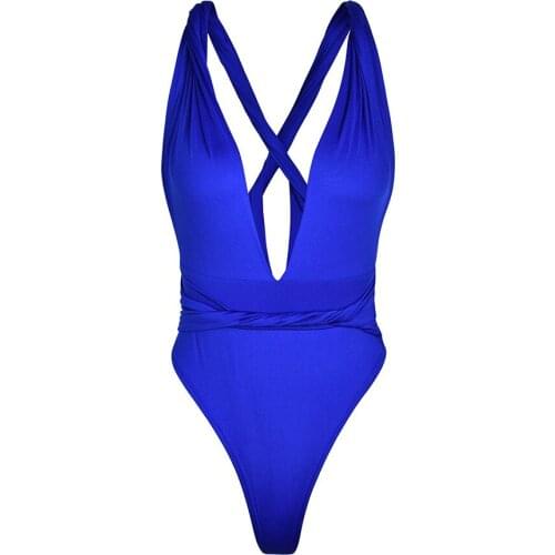 Solid-color Sling Open Chest Jumpsuit White Black Blue Army Green Swimwear Bikini
