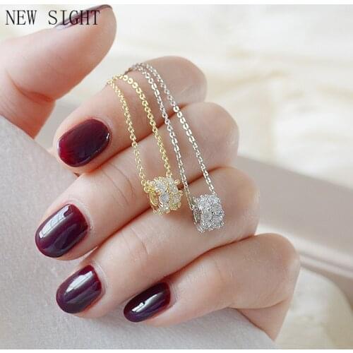 2021 New Fashion Brand Jewelry Elegant Crystal Simple Style Pendant&necklaces for Women Delicate Zirconia Charm Choker Necklaces