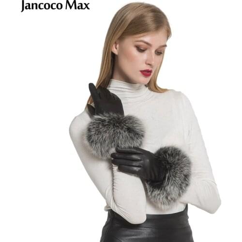 New Arrival Women Genuine Leather Gloves 18 Colors Real Sheepskin Fox Fur Gloves Womens Fashion Style S2419