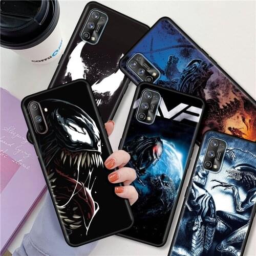 Luxury Phone Case For Realme 6 7 8 Pro C21 C3 XT 5 X50 C20 GT Neo C25 C11 Shockproof Black Soft Back Cover Terrifying Aliens Cas