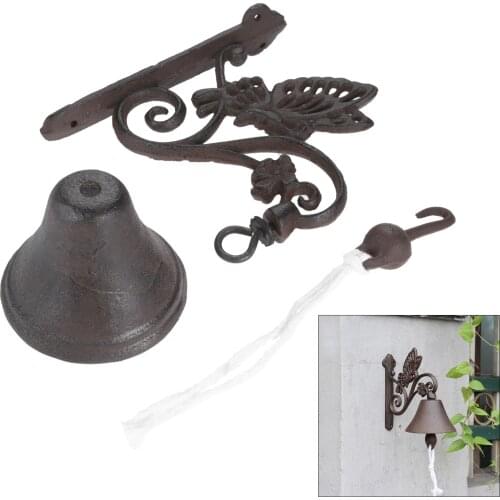 Antique Butterfly Cast Iron Door Ring Bell Vintage Doorbell Wall Mounted Hand Cranking Welcome Door Bell Garden Craft Decor