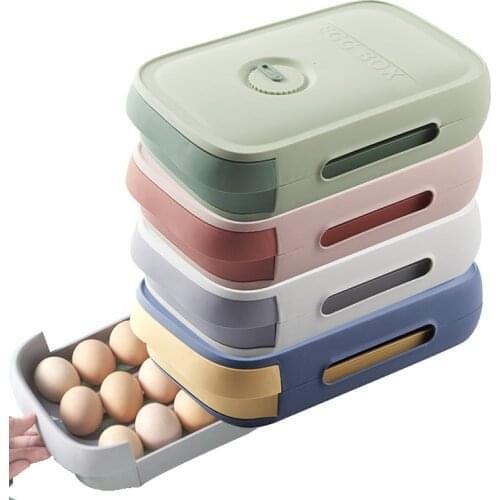 Drawer Type Egg Storage Box Kitchen Refrigerator Storage Dumpling Fresh Keeping Case Household Eggs Holder Food Storage