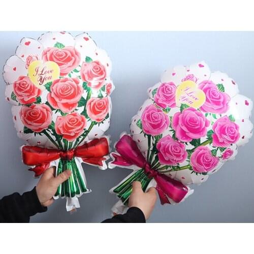 Rose Bouquet Balloon Wedding Valentines Day Proposal Holding Rose Balloon Wedding Decoration Aluminum Foil Balloon