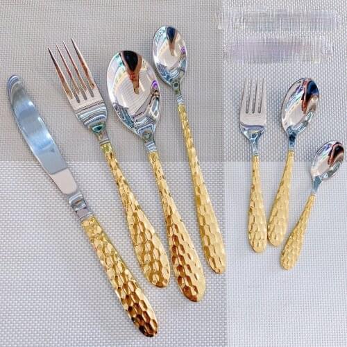 Western Tableware Knives, Spoons, and Forks Stainless Steel Knife and Forks Water Cube Tableware Set Steak Knife and Fork Spoon