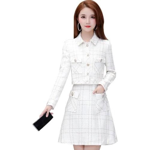 Womens New 2021Spring Autumn Fashion Short Coat+ Vest Dress Two-piece Suit Female Loose Plus Size 3XL 2 Piece Set Outfit R1251