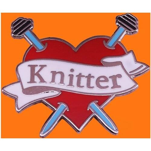 Knitter Enamel Pins Love Double Swords Metal Cartoon Brooch Backpack Hat Bag Collar Lapel Badges Men Women Fashion Jewelry Gifts