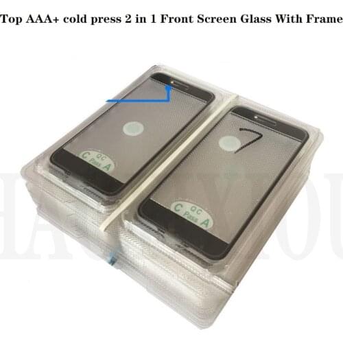 10*PCS Top AAA+ cold press 2 in 1 Front Screen Glass With Frame For iphone 8 7 plus 6 6s plus 5 5s 5c repair Replacement