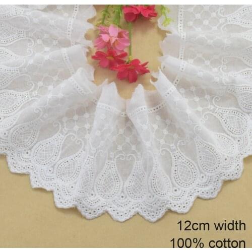 12cm white 100% cotton embroidery lace french lace ribbon fabric guipure diy trims wedding lace sewing Accessories#3832