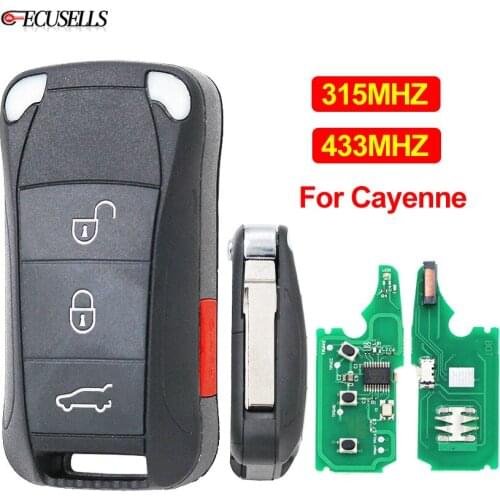3+1/4 Button Remote Car Key 315Mhz/433Mhz ID46 Chip HU66 Uncut Blade for Porsche Cayenne 2004 2005 2006 2007 2008 2009 2010 2011