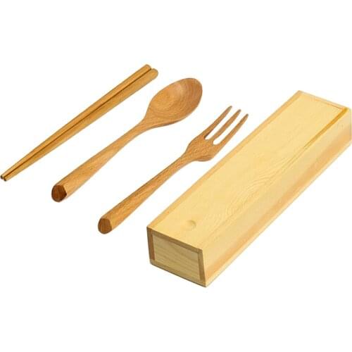 3PCS Wooden Chopsticks Spoon Fork Set New for Home Healthy Eco-Friendly