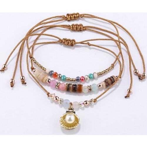 3pcs/set Handcraft Boutique Fashion Multilayer Crystal Stone Beads Strand Bracelets Bangles Pulseras Boho Mujer