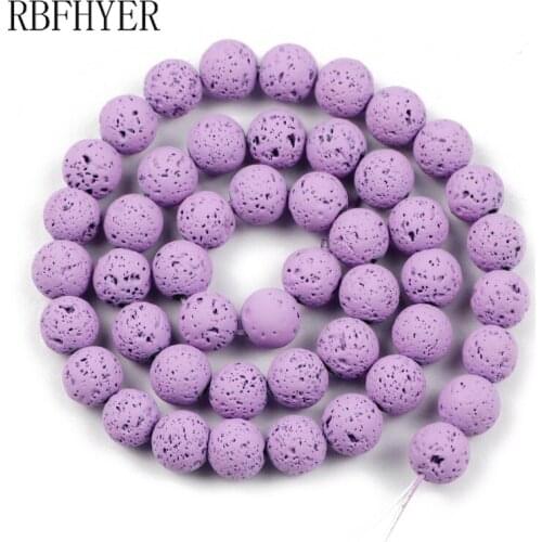 4 6 8 10 12mm Light Purple Natural Lava Volcanic Stone Beads Loose Beads For Jewelry Making DIY Bracelet Accessories 15