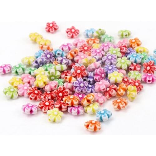 50pcs 11x6mm Mixed Acrylic Flower Charm Spacer Loose Beads For Jewelry Making Diy craft