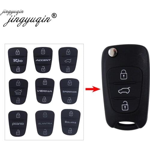 Jingyuqin 50pcs Rubber 3 Button Flip Silicone Button Pad Remote Car Key Case Cover For Kia RIO Ceed For Hyundai