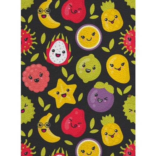 Tropical Fruit Print Sewing Accessories Bow Knot Bag Crafts PU Lychee Pattern Synthetic Leather 22X30cm A4