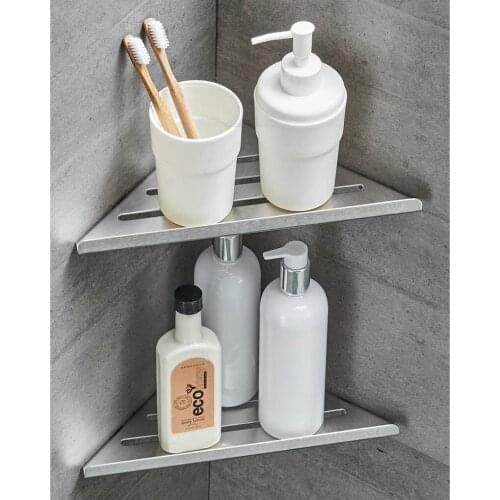 Bathroom Accessories Triangular Stainless Steel Wall Shelf Shower Room Wall Mounted Shampoo Holder Bathroom Shelves