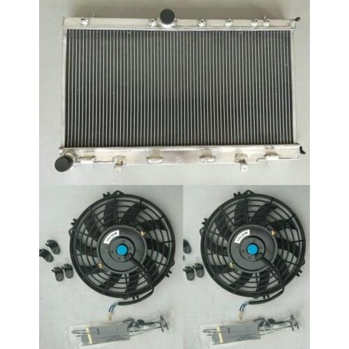Aluminum Radiator + FAN For Subaru Impreza GDA Bugeye WRX STI GD GG 2.0L Turbo AWD 2001-2003 2002 EJ20 MT Trans with no cap 00