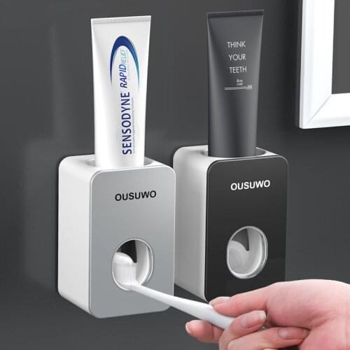 Automatic Toothpaste Dispenser Squeezers Toothpaste Tooth Dust-proof Toothbrush Holder Wall Mount Stand Bathroom Accessories Set
