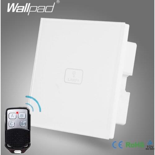 Wireless Remote Control Smart Home Wallpad White Crystal Switch 110-250V 1 Gang 2 Way Touch Screen Remote Control Light Switch