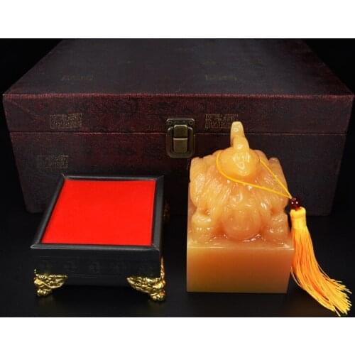 Beige Yellow jade antique empress phoenix seal engraving of phoenix jade stamper Imperial Palace Wu Ze Tian Queen Emperor signet