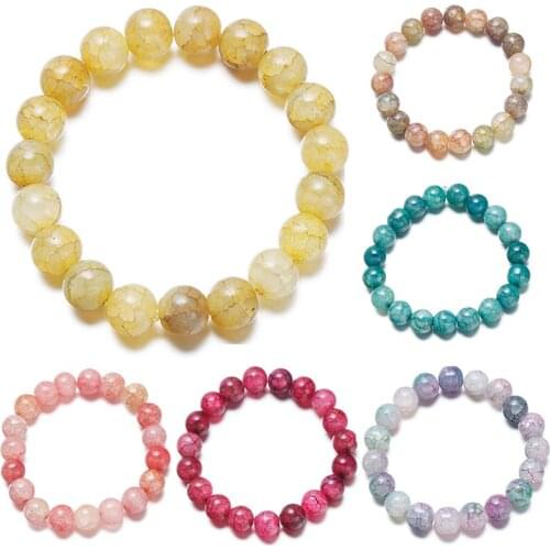 Boho Stand Bracelets & Banglets For Women Fashion Beaded Glass Ball Crystal Bracelets Female Trendy Simple Charm Jewelry