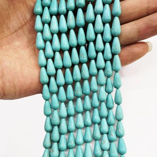 Natural Stone Turquoise Beaded 7x14mm Fine Turquoise Drop-shaped Beads for DIY Bracelet Necklace Earrings Jewelry Accessories