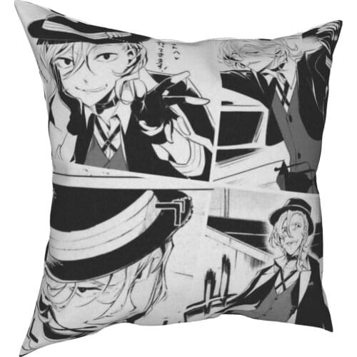 Manga Chuuya Bungou Stray Dogs Pillowcase Soft Fabric Cushion Cover Decorative Throw Pillow Case Cover Home Zipper 40X40cm