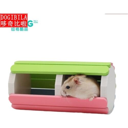 Wood plastic environmental protection hamster nest double nest hamster baby sleeping nest toy golden silk bear nest pet products