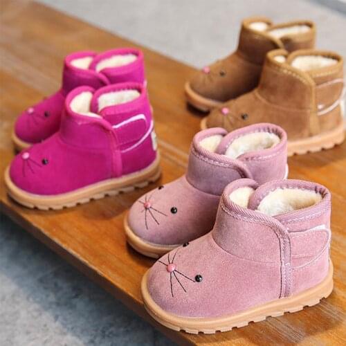 Children Snow Boots Girls Cartoon Snow Boots Cotton Shoes Plus Velvet Baby Shoes Ankle Boots