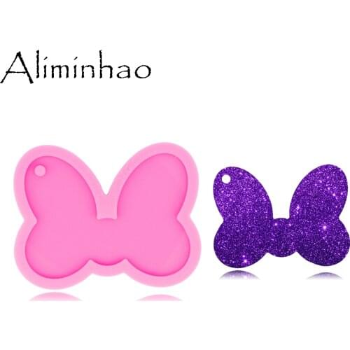 DY0512 Shiny Glossy Bow Keychain Mould Silicone Epoxy Resin Mold Jewellery Making