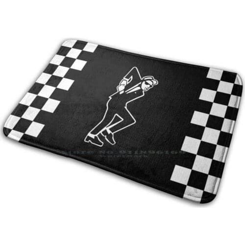 Rude Boy Ska Checkered Mat Rug Carpet Anti-Slip Bedroom Entrance Door Mat Rude Boy Rude Girl Ska Skanking Black And White Brass