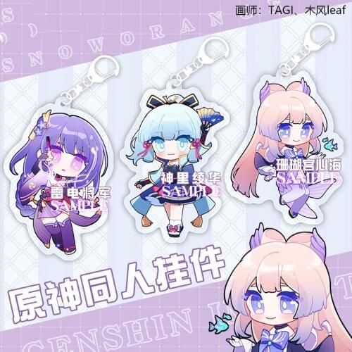 Game Anime Genshin Impact Keqing Mona Paimon Cartoon Bag Pendant Keychain Cute Transparent Acrylic Keyring Cosplay