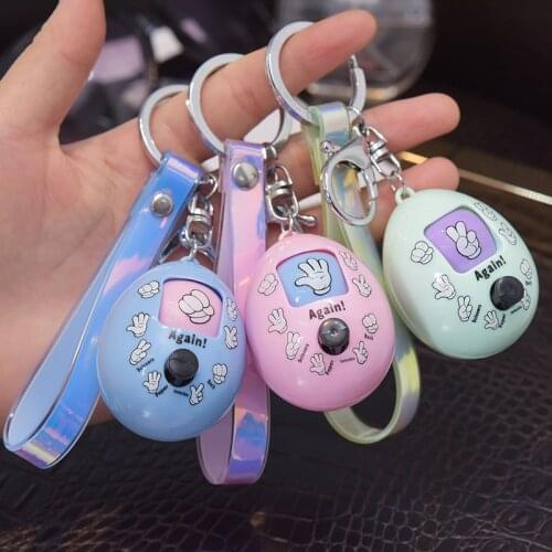 Creativity New Fun Mora Games Keychain Rock Paper Scissors Play Toy Key Chain Car Eggs Key Ring Women Men Bag Pendant Jewelry