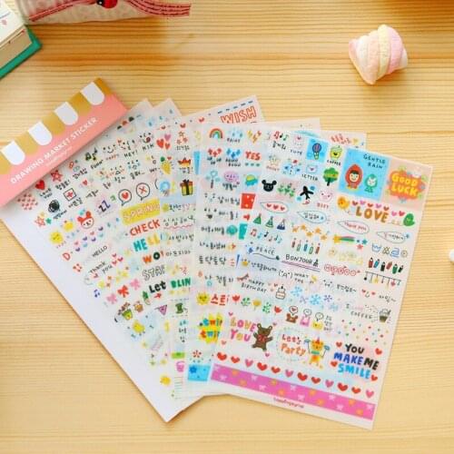 1set BZNVN Cell phone stickers South Korean painting life diary album photo album DIY