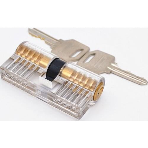 Lock Pick Set Acrylic Transparent Visible Practice Cutaway Lock with 2 Keys Padlock Tool For Locksmith Supplier 70mm