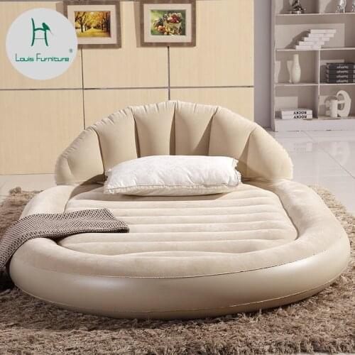 Louis Fashion Inflatable Beds Circular Mattress Backrest Air Cushion Double Person Transmission Pump
