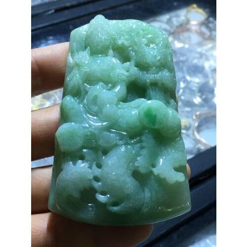 Natural Myanmar jade A HandCarved guan yin Buddha jadeite green jade pendant jade necklace pendants jewelry jade necklaces