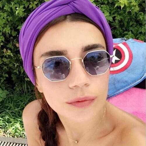 New Vintage Polygonal Sunglasses Women Glasses Tinted Color Lens Hexagon Eyeglasses Brand Design Small Metal Frame Oculos UV400