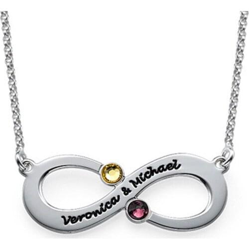 AIYANISHI 925 Silver Personalized Name Necklace Handmade Infinity Name Necklaces Child Women Meaning Birthday Gift Personalized