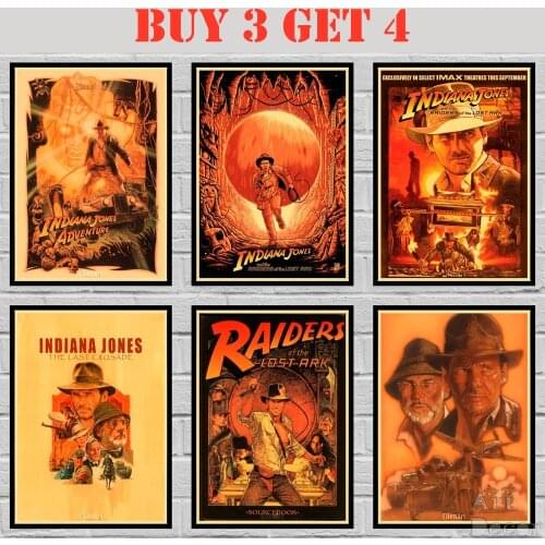 30 Designs Raiders of The Lost Ark Kraft paper Poster Indiana Jones HomeDecal Painting Wall Sticker 42X30cm