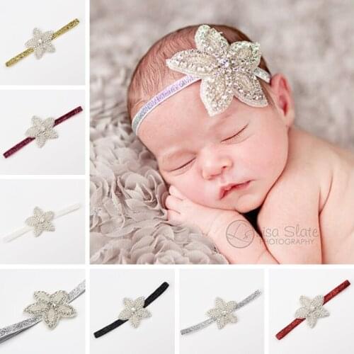 Yundfly Baby Girls Star Rhinestone Hairband Newborn Shine Rhinestone Headbands Kids Hair Band Infant Newborn Photo Prop