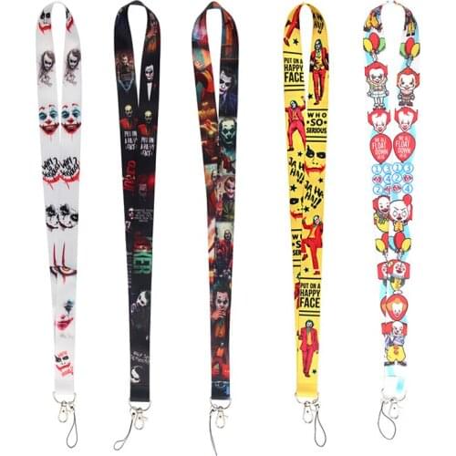 JF0068 Horror Movie Funny Clown Neck Strap Lanyard for key ID Card Phone Straps USB Badge holder Hang Rope Lariat lanyards
